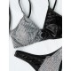 Color-Block Hollow Padded Deep V-Neck Bikini Swimsuit Color-Block Hollow Padded Deep V-Neck Bikini Swimsuit