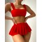 Three-piece Suit Lacy Solid Color Bikini Swimsuit