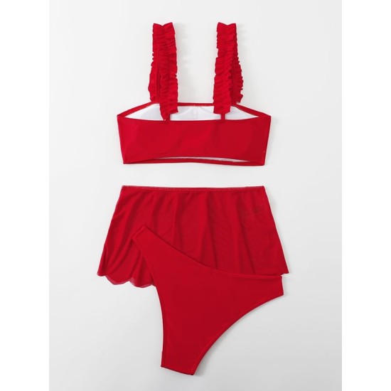 Three-piece Suit Lacy Solid Color Bikini Swimsuit Three-piece Suit Lacy Solid Color Bikini Swimsuit