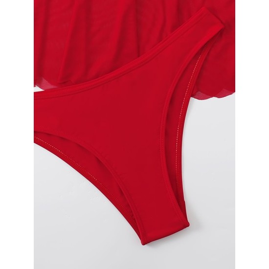 Three-piece Suit Lacy Solid Color Bikini Swimsuit Three-piece Suit Lacy Solid Color Bikini Swimsuit