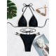 Padded Backless Bandage Hollow Halter-Neck Bikini Swimsuit Padded Backless Bandage Hollow Halter-Neck Bikini Swimsuit