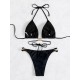 Padded Backless Bandage Hollow Halter-Neck Bikini Swimsuit Padded Backless Bandage Hollow Halter-Neck Bikini Swimsuit