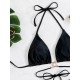 Padded Backless Bandage Hollow Halter-Neck Bikini Swimsuit Padded Backless Bandage Hollow Halter-Neck Bikini Swimsuit