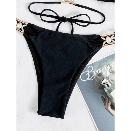 Padded Backless Bandage Hollow Halter-Neck Bikini Swimsuit Padded Backless Bandage Hollow Halter-Neck Bikini Swimsuit