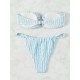 Color-Block Hollow Striped Padded Tube Bikini Swimsuit Color-Block Hollow Striped Padded Tube Bikini Swimsuit