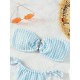 Color-Block Hollow Striped Padded Tube Bikini Swimsuit Color-Block Hollow Striped Padded Tube Bikini Swimsuit