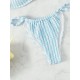 Color-Block Hollow Striped Padded Tube Bikini Swimsuit Color-Block Hollow Striped Padded Tube Bikini Swimsuit