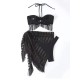 Three Piece Suit Padded Backless Tasseled Halter-Neck Bikini Swimsuit Three Piece Suit Padded Backless Tasseled Halter-Neck Bikini Swimsuit