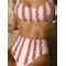 Padded Flower Hollow Lacy Wavy Stripes Bikini Swimsuit