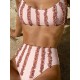 Padded Flower Hollow Lacy Wavy Stripes Bikini Swimsuit Padded Flower Hollow Lacy Wavy Stripes Bikini Swimsuit