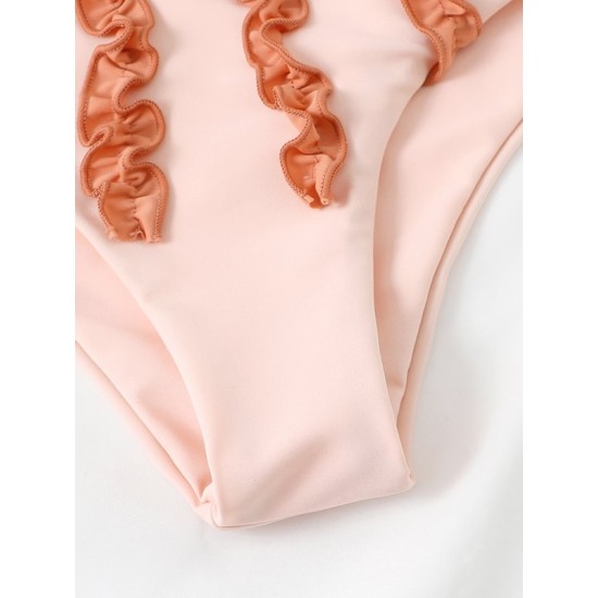 Padded Flower Hollow Lacy Wavy Stripes Bikini Swimsuit Padded Flower Hollow Lacy Wavy Stripes Bikini Swimsuit
