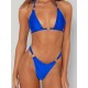 Backless Bandage Hollow Solid Color Padded Halter-Neck Bikini Swimsuit Backless Bandage Hollow Solid Color Padded Halter-Neck Bikini Swimsuit