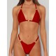 Backless Bandage Hollow Solid Color Padded Halter-Neck Bikini Swimsuit Backless Bandage Hollow Solid Color Padded Halter-Neck Bikini Swimsuit