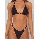 Backless Bandage Hollow Solid Color Padded Halter-Neck Bikini Swimsuit Backless Bandage Hollow Solid Color Padded Halter-Neck Bikini Swimsuit