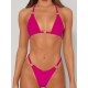 Backless Bandage Hollow Solid Color Padded Halter-Neck Bikini Swimsuit Backless Bandage Hollow Solid Color Padded Halter-Neck Bikini Swimsuit