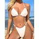 Backless Bandage Hollow Solid Color Padded Halter-Neck Bikini Swimsuit Backless Bandage Hollow Solid Color Padded Halter-Neck Bikini Swimsuit