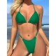 Backless Bandage Hollow Solid Color Padded Halter-Neck Bikini Swimsuit Backless Bandage Hollow Solid Color Padded Halter-Neck Bikini Swimsuit