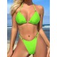 Backless Bandage Hollow Solid Color Padded Halter-Neck Bikini Swimsuit Backless Bandage Hollow Solid Color Padded Halter-Neck Bikini Swimsuit