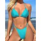 Backless Bandage Hollow Solid Color Padded Halter-Neck Bikini Swimsuit Backless Bandage Hollow Solid Color Padded Halter-Neck Bikini Swimsuit