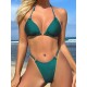 Backless Bandage Hollow Solid Color Padded Halter-Neck Bikini Swimsuit Backless Bandage Hollow Solid Color Padded Halter-Neck Bikini Swimsuit