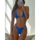 Backless Bandage Hollow Solid Color Padded Halter-Neck Bikini Swimsuit Backless Bandage Hollow Solid Color Padded Halter-Neck Bikini Swimsuit