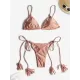 Padded Back Cross Bandage Hollow Tasseled Spaghetti-Neck Bikini Swimsuit Padded Back Cross Bandage Hollow Tasseled Spaghetti-Neck Bikini Swimsuit