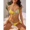 Backless Bandage Floral Printed Padded Spaghetti-Neck Bikini Swimsuit