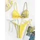 Backless Bandage Floral Printed Padded Spaghetti-Neck Bikini Swimsuit Backless Bandage Floral Printed Padded Spaghetti-Neck Bikini Swimsuit