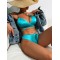 Bandage Belly-Hollow Solid Color Padded One-Shoulder Bikini Swimsuit