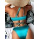 Bandage Belly-Hollow Solid Color Padded One-Shoulder Bikini Swimsuit Bandage Belly-Hollow Solid Color Padded One-Shoulder Bikini Swimsuit