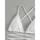 Padded Back Cross Bandage Flower Shape Hollow Solid Color Bikini Swimsuit Padded Back Cross Bandage Flower Shape Hollow Solid Color Bikini Swimsuit