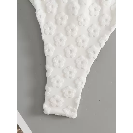 Padded Back Cross Bandage Flower Shape Hollow Solid Color Bikini Swimsuit Padded Back Cross Bandage Flower Shape Hollow Solid Color Bikini Swimsuit
