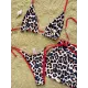 Three-piece Suit Backless Bandage Leopard Halter-Neck Reversible Bikini Swimsuit Three-piece Suit Backless Bandage Leopard Halter-Neck Reversible Bikini Swimsuit