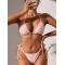 Padded Backless Bandage Checkerboard Solid Color Bikini Swimsuit