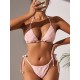 Padded Backless Bandage Checkerboard Solid Color Bikini Swimsuit Padded Backless Bandage Checkerboard Solid Color Bikini Swimsuit