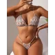 Padded Backless Bandage Multi-Colored Printing Bikini Swimsuit Padded Backless Bandage Multi-Colored Printing Bikini Swimsuit