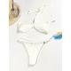 Ribbed Solid Color Padded One-Shoulder Bikini Swimsuit Ribbed Solid Color Padded One-Shoulder Bikini Swimsuit