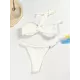 Ribbed Solid Color Padded One-Shoulder Bikini Swimsuit Ribbed Solid Color Padded One-Shoulder Bikini Swimsuit