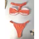 Ribbed Solid Color Padded One-Shoulder Bikini Swimsuit Ribbed Solid Color Padded One-Shoulder Bikini Swimsuit