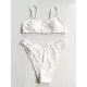 Padded Checkerboard Hollow Spaghetti-Neck Bikini Swimsuit Padded Checkerboard Hollow Spaghetti-Neck Bikini Swimsuit