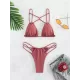 Backless Belly-Hollow Solid Color Padded Bikini Swimsuit Backless Belly-Hollow Solid Color Padded Bikini Swimsuit