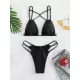 Backless Belly-Hollow Solid Color Padded Bikini Swimsuit Backless Belly-Hollow Solid Color Padded Bikini Swimsuit