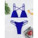 Backless Belly-Hollow Solid Color Padded Bikini Swimsuit Backless Belly-Hollow Solid Color Padded Bikini Swimsuit
