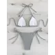 Backless Bandage Solid Color Padded Halter-Neck Bikini Swimsuit Backless Bandage Solid Color Padded Halter-Neck Bikini Swimsuit