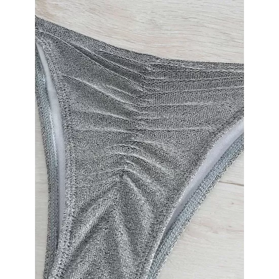 Backless Bandage Solid Color Padded Halter-Neck Bikini Swimsuit Backless Bandage Solid Color Padded Halter-Neck Bikini Swimsuit