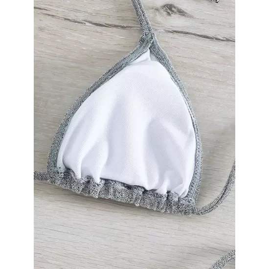 Backless Bandage Solid Color Padded Halter-Neck Bikini Swimsuit Backless Bandage Solid Color Padded Halter-Neck Bikini Swimsuit