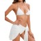 Three-piece Set Padded Backless Solid Color Halter-Neck Bikini Swimsuit