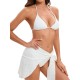 Three-piece Set Padded Backless Solid Color Halter-Neck Bikini Swimsuit Three-piece Set Padded Backless Solid Color Halter-Neck Bikini Swimsuit