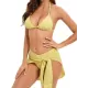 Three-piece Set Padded Backless Solid Color Halter-Neck Bikini Swimsuit Three-piece Set Padded Backless Solid Color Halter-Neck Bikini Swimsuit