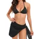 Three-piece Set Padded Backless Solid Color Halter-Neck Bikini Swimsuit Three-piece Set Padded Backless Solid Color Halter-Neck Bikini Swimsuit